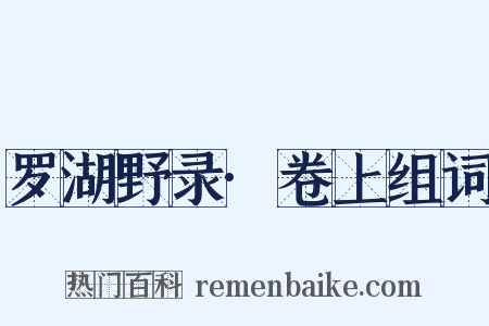 罗湖野录·卷上组词是什么意思的图片